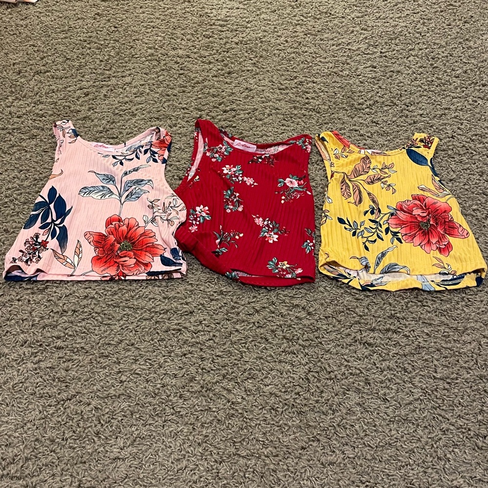 Floral print set of three tank tops